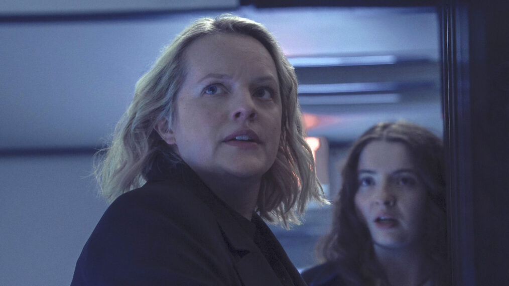 Elisabeth Moss as June Osborne and Lucy Halliday as Daisy in 'The Testaments' Season 1 Episode 3