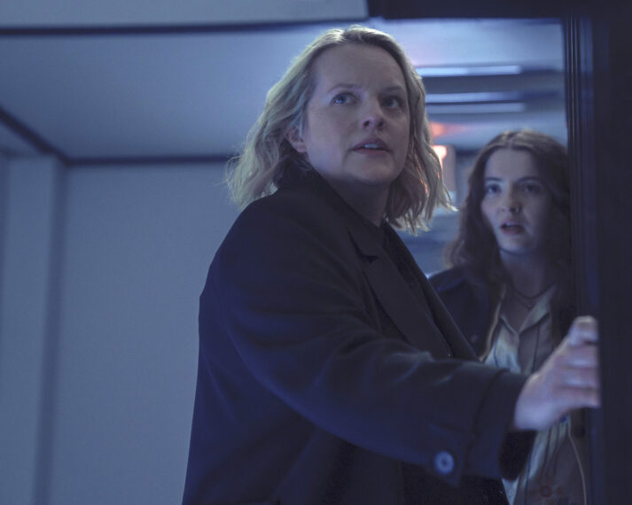 Elisabeth Moss as June Osborne and Lucy Halliday as Daisy in 'The Testaments' Season 1 Episode 3