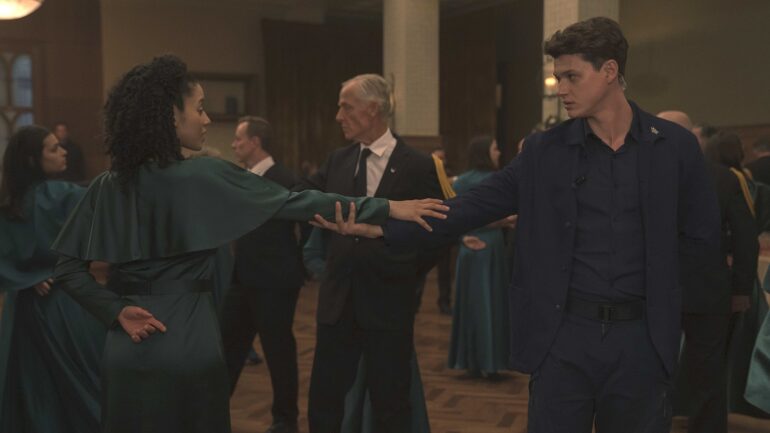 Chase Infiniti as Agnes Brad Alexander as Garth in 'The Testaments' Season 1 Episode 5, 'Ball'