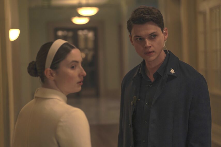 Lucy Halliday as Daisy and Brad Alexander as Garth in 'The Testaments' Season 1 Episode 5, 'Ball'