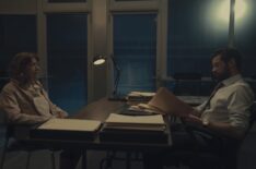 Ann Dowd as Lydia and Charlie Carrick as Commander Judd in 'The Testaments' Season 1 Episode 6
