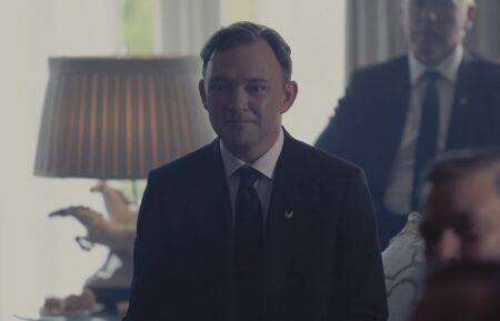 Nate Corddry as Commander MacKenzie in 'The Testaments' Episode 2