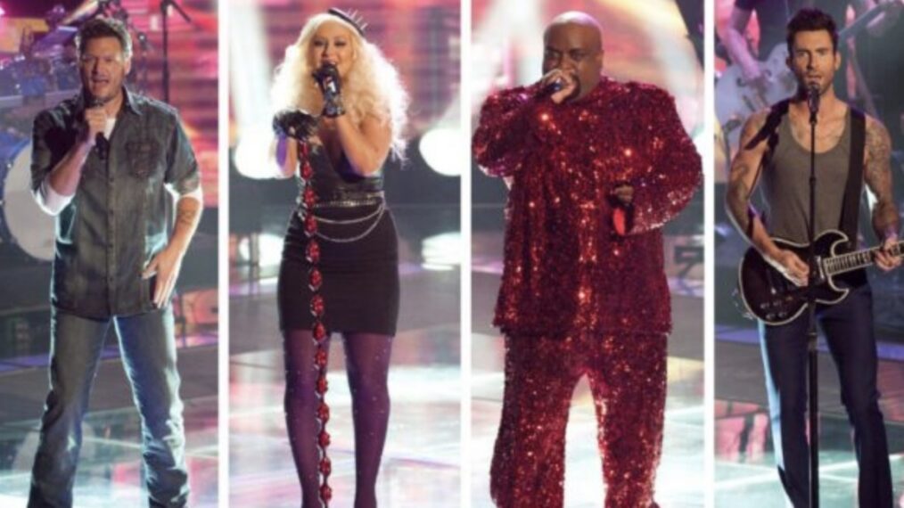 Blake Shelton, Christina Aguilera, CeeLo green, Adam Levine