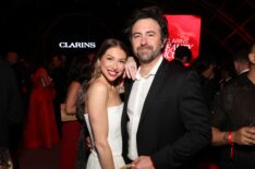 Stassi Schroeder and Beau Clark attend Clarins Celebrates Beauty Icons at Academy Museum of Motion Pictures on March 21, 2025