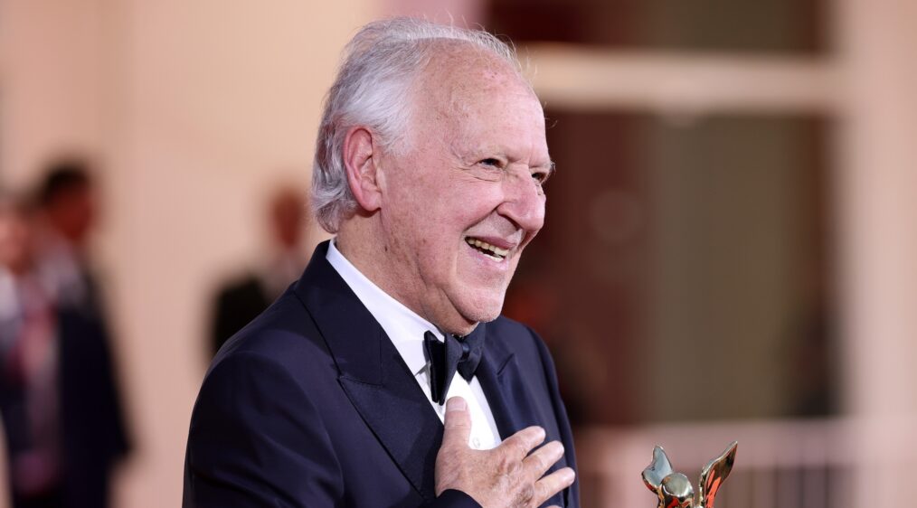 VENICE, ITALY - AUGUST 27: Werner Herzog poses with Golden Lion for Lifetime Achievement Award after the opening ceremony during the 82nd Venice International Film Festival on August 27, 2025 in Venice, Italy. (Photo by Andreas Rentz/Getty Images)