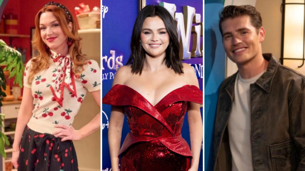 (from left) Jennifer Stone, Selena Gomez, and Gregg Sulkin for Season 3 of "Wizards Beyond Waverly Place"