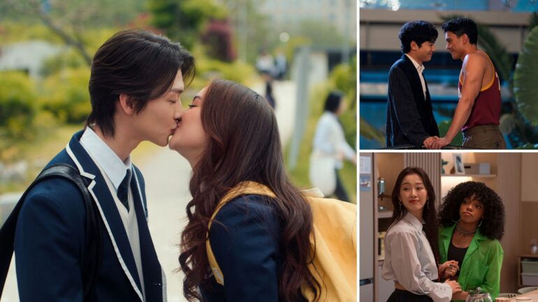 Sang Heon Lee and Anna Cathcart, Gia Kim and Regan Aliyah, Anthony Keyvan and Joshua Lee of 'XO, Kitty'