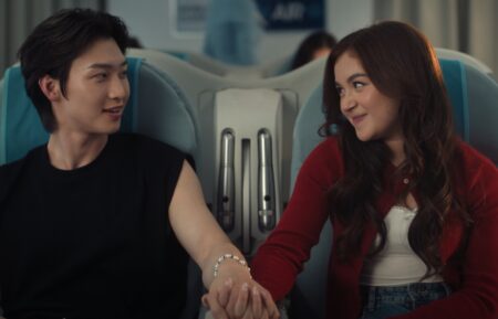 Kitty and Min Ho in the 'XO, Kitty' Season 3 finale, on a plane to Portland.