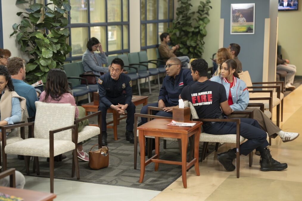 Kenneth Choi as Chimney, Aisha Hinds as Hen, and Corinne Massiah — '9-1-1' Season 9 Finale "Hearts and Flowers"