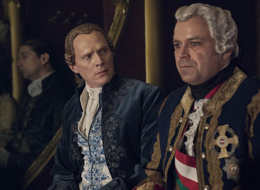 Paul Bettany and Rory Kinnear (“Emperor Joseph”), Episode 4, SEason 1, Amadeus, Starz