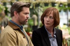 Andrew Rannells and Allison Janney in the film 'Miss You, Love You,' HBO, premieres May 29, 2026.