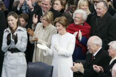 Barbara Pierce Bush, Jenna Bush Hager, Laura Bush, Barbara Bush, and George H.W. Bush at President George W. Bush inauguration, January 20, 2005.