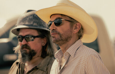 L to R James Jordan as Dale and Billy Bob Thornton as Tommy Norris in season 1, episode 7 of Landman streaming on Paramount+. Photo credit: Lauren Lo Smith/Paramount+.