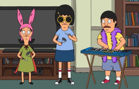 BOB'S BURGERS, from left: Jimmy Pesto Jr. (voice: H. Jon Benjamin), Zeke (voice: Bobby Tisdale), Louise Belcher (voice: Kristen Schaal), Tina Belcher (voice: Dan Mintz), Gene Belcher (voice: Eugene Mirman), ‘'Children of the Carn', (Season 16, ep. 1612, aired May 3, 2026). photo: ©Fox / Courtesy Everett Collection