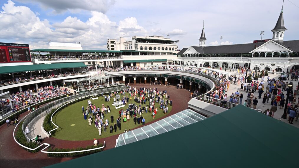 A view of Churchill Downs during the Kentucky Derby 150 at Churchill Downs on May 04, 2024 in Louisville, Kentucky.