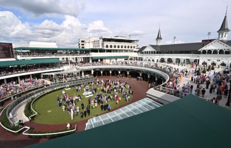 A view of Churchill Downs during the Kentucky Derby 150 at Churchill Downs on May 04, 2024 in Louisville, Kentucky.