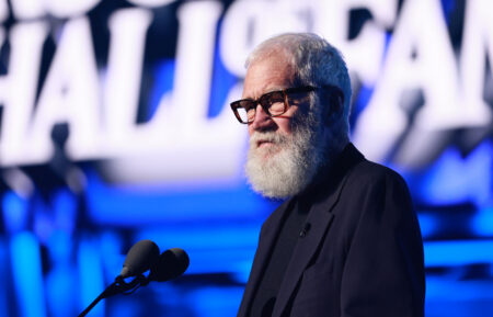LOS ANGELES, CALIFORNIA - NOVEMBER 08: David Letterman speaks onstage during the 2025 Rock & Roll Hall Of Fame Induction Ceremony - Inside at Peacock Theater on November 08, 2025 in Los Angeles, California. (Photo by Theo Wargo/Getty Images for RRHOF)