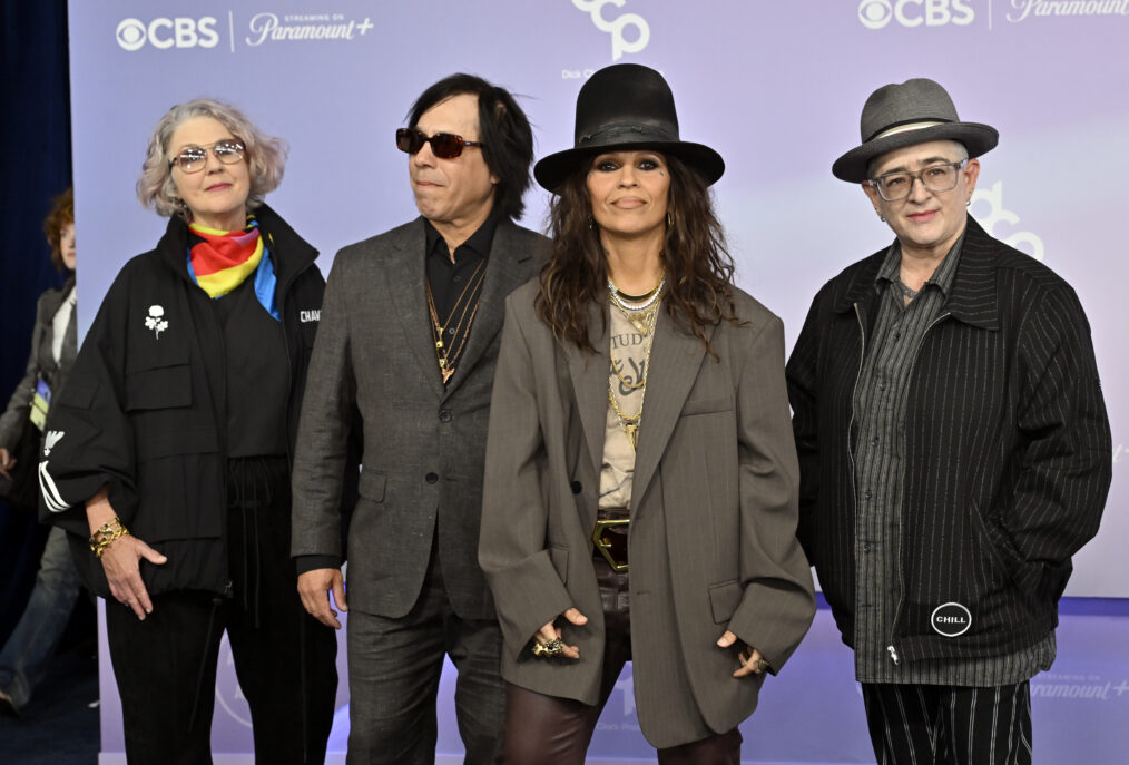 LAS VEGAS, NEVADA - MAY 25: (EDITORIAL USE ONLY) (L-R) Dawn Richardson, Roger Rocha, Linda Perry and Christa Hillhouse of 4 Non Blondes attend the 52nd American Music Awards at MGM Grand Garden Arena on May 25, 2026 in Las Vegas, Nevada. (Photo by David Becker/Getty Images)