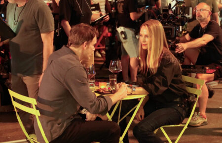 NEW YORK, NY - MAY 19: Uma Thurman and Michael C. Hall are seen on the set of "Dexter : Resurrection" in Downtown, Manhattan on May 19, 2026 in New York City. (Photo by Jose Perez/Bauer-Griffin/GC Images)
