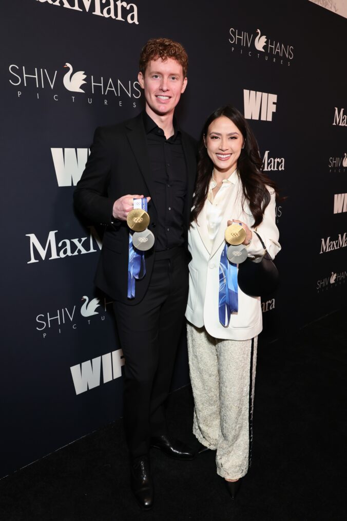 Evan Bates and Madison Chock attend the 19th Annual Women In Film Oscar Nominees Celebration Presented by Max Mara with additional support from ShivHans Pictures on March 13, 2026 at Wheelhouse in West Hollywood, California.