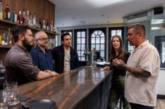 Fabrizio Galleno, Italo Galleno, Renzo Galleno, Jenn Agg, and Aaron Sanchez on Seaosn 1 of Food Network's 'Restaurant Impossible: Last Call,' premieres July 2026.