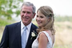 President George W. Bush and Jenna Bush pose for a photographer prior to her wedding to Henry Hager at Prairie Chapel Ranch May 10, 2008 near Crawford, Texas.
