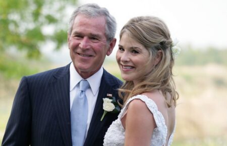President George W. Bush and Jenna Bush pose for a photographer prior to her wedding to Henry Hager at Prairie Chapel Ranch May 10, 2008 near Crawford, Texas.