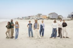 Mentors Sarah Bauemler, Ty Pennington, Mika Kleinschmidt with their teams on the beach, as seen on 'Battle on the Beach,' Season 5, HGTV, premieres June 1, 2026.