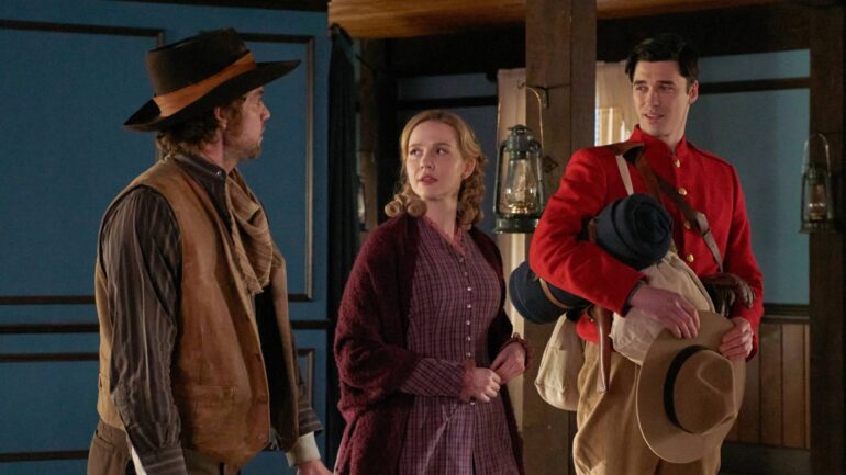 Jedidiah Goodacre, Roan Curtis, and Lachlan Quarmby as Clayton, Olivia, and Alexander in Hope Valley: 1874