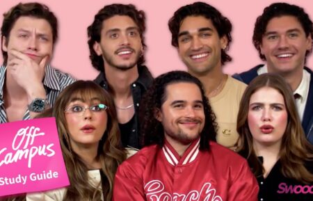 Stephen Kalyn, Antonio Cipriano, Mika Abdalla, Jalen Thomas Brooks, Josh Heuston, Ella Bright, and Belmont Cameli of 'Off Campus'
