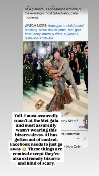 Jenny Marrs, Instagram Story, May 5, 2026.