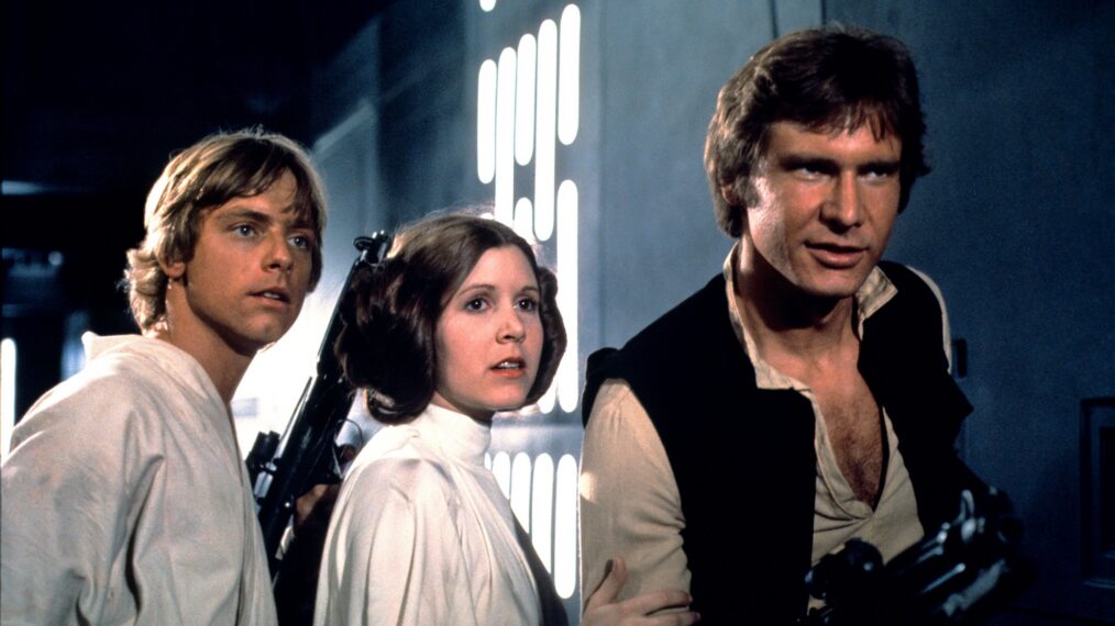 Mark Hamill, Carrie Fisher, Harrison Ford in 1977's 'Star Wars: Episode IV – A New Hope.'