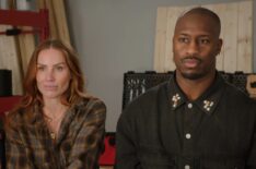 Mina Starsiak Hawk and Vernon Davis on Season 7, Episode 4, of HGTV's 'Rock the Block,' May 4, 2026.