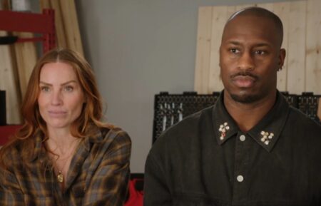 Mina Starsiak Hawk and Vernon Davis on Season 7, Episode 4, of HGTV's 'Rock the Block,' May 4, 2026.