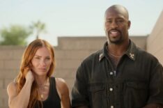 Mina Starsiak Hawk and Vernon Davis on Season 7, Episode 6, of HGTV's Rock the Block,' May 18, 2026.