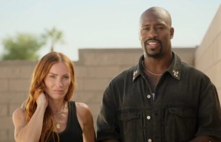 Mina Starsiak Hawk and Vernon Davis on Season 7, Episode 6, of HGTV's Rock the Block,' May 18, 2026.