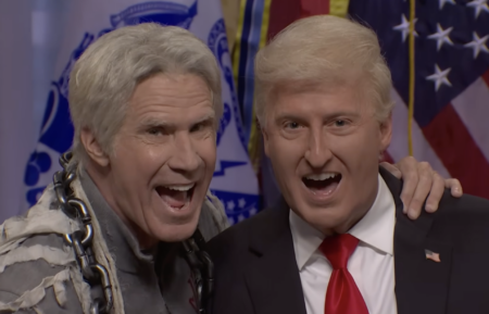 Will Ferrell as Jeffrey Epstein, and James Austin Johnson as Donald Trump, on SNL
