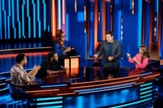 PASSWORD -- Episode 301 -- Pictured: (l-r) A contestant, Anthony Anderson, Keke Palmer, Jimmy Fallon, and a contestant