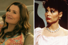The Boroughs. Geena Davis as Renee in The Boroughs. Cr. Courtesy of Netflix © 2026; TOOTSIE, l-r: Geena Davis, George Gaynes, 1982, ©Columbia Pictures/courtesy Everett Collection