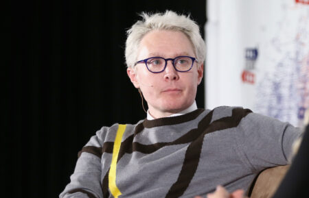 Clay Aiken (L) and Tomi Lahren speak onstage during Politicon 2018 at Los Angeles Convention Center on October 21, 2018 in Los Angeles