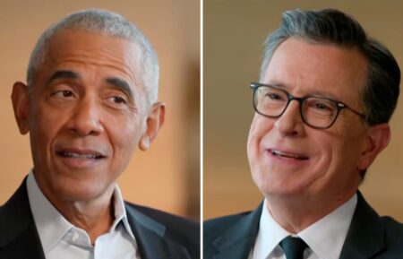 Barack Obama and Stephen Colbert