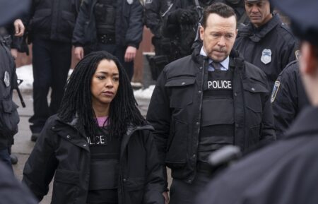 Sonequa Martin-Green as Lena Silver and Donnie Wahlberg as Danny Reagan in 'Boston Blue' Season 1 finale