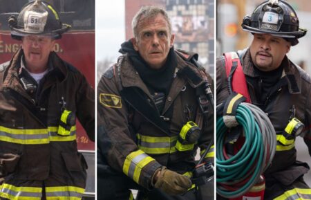 Christian Stolte as Mouch, David Eigenberg as Herrmann, and Joe Minoso as Cruz — 'Chicago Fire' Season 14