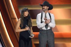 Ella Langley and Riley Green accept the Song of the Year Award for “you look like you love me” onstage during the 59th Annual CMA Awards at Bridgestone Arena on November 19, 2025 in Nashville, Tennessee.