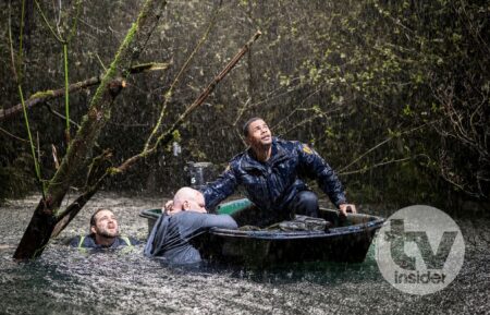 Max Thieriot as Bode Leone and Jordan Calloway as Jake Crawford — Behind the scenes of the 'Fire Country' Season 4 Finale