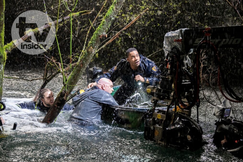 Max Thieriot as Bode Leone, Mike O’Malley as Danny Marks, and Jordan Calloway as Jake Crawford — Behind the scenes of the 'Fire Country' Season 4 Finale