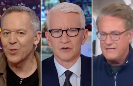 Greg Gutfeld, Anderson Cooper, and Joe Scarborough