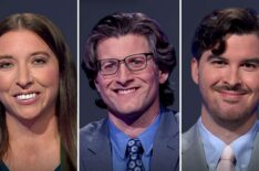 'Jeopardy!' contestants on May 27, 2026 (from left) Rachel Hoke, Chris D'Angelo, and J.R. Scott