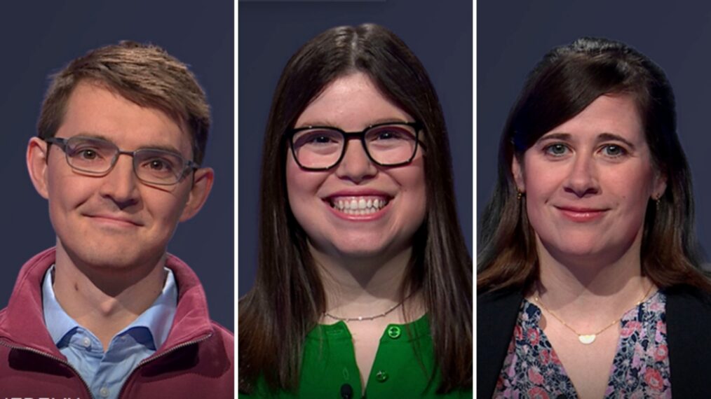 'Jeopardy!' contestants (from left) Madeline Kaplan, Jeremy Roberts, and Shannon Crisenbury, on May 5, 2026