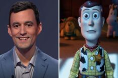 (left) 'Jeopardy!' contestant Tristan Williams, (right) Woody from 'Toy Story'